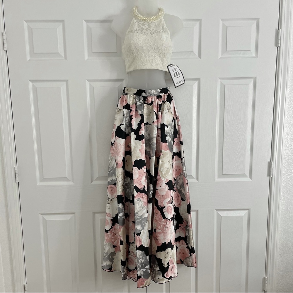 Gorgeous Floral Two Piece Prom Dress